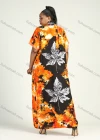Wholesale Women's African Allover Print Round Neck Short Sleeve Embroidery Kaftan Dress With Scarf - Liuhuamall