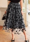 Wholesale Women's Vintage Floral Print Layered Midi Mesh Skirts - Liuhuamall