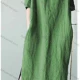 Wholesale 2026 Spring & Summer New Arrival, Round Neck Half Sleeve Loose Cotton Linen Dress, Casual Plus Size Women Dress, Slim Fi Green Clothing Wholesale Market Liuhua