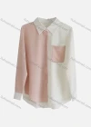 Wholesale Women's Casual Long Sleeve Collared Splicing Colorblock Button Down Patch Pocket Shirts 179898# - Liuhuamall