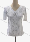 Wholesale Women's Casual V Neck Short Sleeve Lace Decro Blouse - Liuhuamall