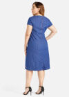 Wholesale Women's Plus Size Casual Round Neck Zipper Knee Length Denim Dress - Liuhuamall