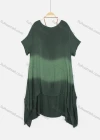 Wholesale Women's Scoop Neck Tie Dye Layered Hanky Hem Midi Tee Dress With Wooden Elephant Beads Necklace 3022# - Liuhuamall