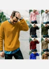 Wholesale Men's Casual Plain Round Neck Long Sleeve Knit Pullover Sweater - Liuhuamall