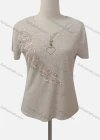 Wholesale Women's Casual Notched Neck Appliques Beaded Blouse - Liuhuamall
