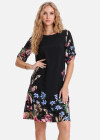 Wholesale Women's Casual Floral Print Round-Neck Half Sleeve Buckle Strap Cuff Short Dress FL8069# - Liuhuamall