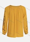 Wholesale Women's Casual Vintage Embroidery Notched Tie Neck Long Sleeve Blouse - Liuhuamall
