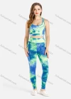 Wholesale Women's Tie-Dye Venetian Cut And Sew Racer Back Tank Top With Leggings - Liuhuamall
