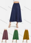 Wholesale Women's Elastic Waist Ruched Ruffle Hem Plain Maxi Skirt - Liuhuamall