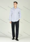 Wholesale Men's Business Long Sleeve Button Down Striped Shirt - Liuhuamall