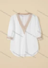 Wholesale Women's Causal V Neck Long Sleeve Embroidered Plain Blouse - Liuhuamall