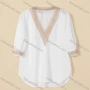 Wholesale Women's Causal V Neck Long Sleeve Embroidered Plain Blouse preview