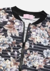Wholesale Women's Casual Mock Neck Long Sleeve Zip Floral Print Striped Jacket 6446# - Liuhuamall