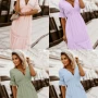 Wholesale Women's Casual Plain V Neck Short Sleeve Swiss Dot Ruffle Hem Maxi Dress preview