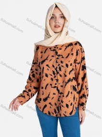 Wholesale Women's Allover Print Regular Fit Button Down Casual Shirt Without Hijab, LIUHUA CLOTHING WHOLESALE