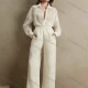 Wholesale Women's Chic Two Piece Set Embroidered Design with Floral Details Beige Clothing Wholesale Market Liuhua