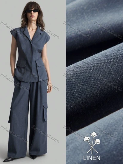Wholesale Women's Linen Chic Plain Two Piece Set Cap Sleeve Vest with Flap Pockets Detail