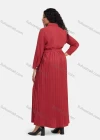 Wholesale Women's Plain Casual Button Front Long Sleeve Pleated Maxi Shirt Dress With Belt - Liuhuamall