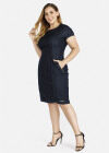 Wholesale Women's Plus Size Round Neck Zip Back Knee Length Denim Dress - Liuhuamall