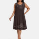 Women's Plus Size Elegant Crew Neck Sleeveless Embroidery Knee Length Tank Dress 13# Clothing Wholesale Market -LIUHUA