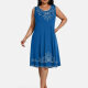 Women's Plus Size Elegant Crew Neck Sleeveless Embroidery Knee Length Tank Dress 15# Clothing Wholesale Market -LIUHUA