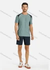 Wholesale Men's Sporty Colorblock Short Sleeve Slim Fit Round Neck Stretch Tee - Liuhuamall