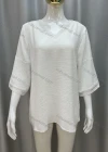 Wholesale Women's V Neck Shirred Guipure Lace Plain Casual Top - Liuhuamall
