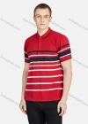 Wholesale Men's Casual Collared Short Sleeve Striped Button Front Polo Shirt - Liuhuamall