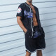 Men's Hip Hop Graphic Button Down Baseball Jersey 2 Piece Set HD1031# Black Clothing Wholesale Market -LIUHUA