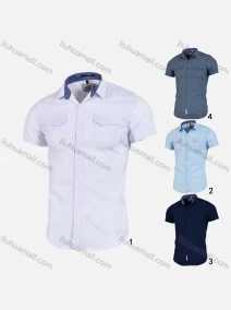 Wholesale Men's Casual Collared Short Sleeve Button Down Plain Shirt, LIUHUA CLOTHING WHOLESALE