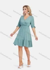 Wholesale Women's Elegant Wrap V Neck A-Line Ruffle Hem Empire Waist Plain Short Dress - Liuhuamall