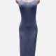 Women's Vacation Plain Straps Hollow Out Cami Cover Up Dress J2439A# 515# Clothing Wholesale Market -LIUHUA