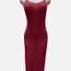 Women's Vacation Plain Straps Hollow Out Cami Cover Up Dress J2439A# 516# Clothing Wholesale Market -LIUHUA