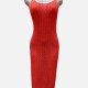 Women's Vacation Plain Straps Hollow Out Cami Cover Up Dress J2439A# 520# Clothing Wholesale Market -LIUHUA