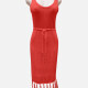 Women's Vacation Plain Scoop Neck Hollow Out Fringe Trim Cover Up Dress J2440# 520# Clothing Wholesale Market -LIUHUA