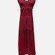 Women's Vacation Plain Hollow Out Tie Front Cover Up Dress J2441# 516# Clothing Wholesale Market -LIUHUA