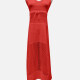 Women's Vacation Plain Hollow Out Tie Front Cover Up Dress J2441# 520# Clothing Wholesale Market -LIUHUA