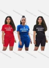 Wholesale Women's Casual Crew Neck Letter Plain T-shirt & Short Legging Set - Liuhuamall