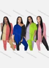 Wholesale Women's Casual V Neck 3/4 Sleeve Stiching Color Blouse & Legging Set - Liuhuamall