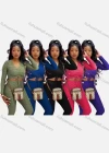 Wholesale Women's Casual Long Sleeve Drawstring Crop Blouse & Legging Set - Liuhuamall