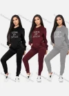 Wholesale Women's Casual Hooded Long Sleeve Letter Sweatshirt & Pants Set - Liuhuamall