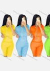 Wholesale Women's Casual Hooded Short Sleeve Bodycon Sweatshirt & Legging Set - Liuhuamall