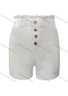 Wholesale Women's Casual Button Decro Elastic Waist Slim Fit Plain Shorts - Liuhuamall
