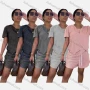 Wholesale Women's Casual Short Sleeve Striped T-shirt & Drawstring Shorts Set preview