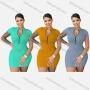 Wholesale Women's Casual Mock Neck Plain Quarter Zip Bodycon Short Dress preview