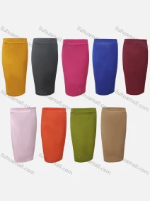Wholesale Girls Casual Plain High Waist Elastic Waist Midi Skirt, LIUHUA CLOTHING WHOLESALE