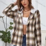 Wholesale Women's Casual Long Sleeve Plaid Print Overshirt With Hood X2525X# preview