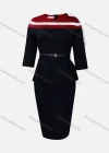 Wholesale Women's Striped Colorblock Round Neck Bowknot Bodycon Cocktail Midi Dress With Belt - Liuhuamall