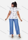 Wholesale Women's Floral Print Round Neck T-Shirt Casual 2 Piece Set - Liuhuamall