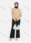 Wholesale Women's Casual Plain Mock Neck Long Sleeve Ruched High Low Hem Button Down Crop Top 1417# - Liuhuamall